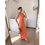 Vestido Longo em Linho Laranja