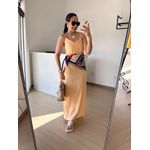 Vestido Longo em Linho Salmão