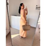 Vestido Longo em Linho Salmão