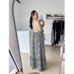 Vestido Longo Frente unica Dulce-Estampado Fundo Preto