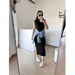 Vestido Canelado Muscle Tee Mariana Preto