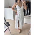 Vestido Nádia Midi Abertura na cintura -Branco