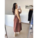 Vestido Nádia Midi Abertura na cintura - Marrom