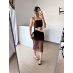 Vestido Midi Tule Alcinha Marrom
