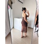 Vestido Midi Tule Alcinha Marrom