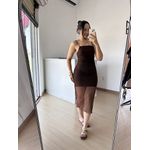 Vestido Midi Tule Alcinha Marrom
