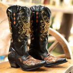 Bota Feminina Texana Tucson - Couro Napa Preta - Solado P51 Rústico Preto