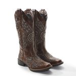 Bota Feminina Texana Tucson - Couro Euro Texas Wisky - Solado Flor