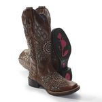 Bota Feminina Texana Tucson - Couro Euro Texas Wisky - Solado Flor