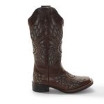 Bota Feminina Texana Tucson - Couro Euro Texas Wisky - Solado Flor