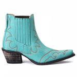 Bota Feminina Tucson - Couro Turquesa - Solado P51 Rústico Preto