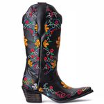 Bota Feminina Texana - Couro Napa Preta - Solado P51 Rústico Preto