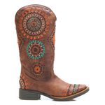 Bota Feminina Texana Tucson - Couro Rock Oil Camel - Solado Flor