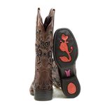 Bota Feminina Texana Tucson - Couro Fóssil Castanho - Solado Flor