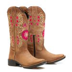 Bota Feminina Texana Tucson - Couro Napa Rio Madeira- Solado Flor