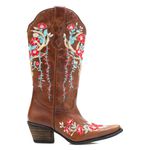 Bota Feminina Texana Tucson - Couro Euro Texas Whisky - Solado P51 Rústico Café