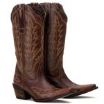 Bota Texana Feminina Tucson - Couro Euro Texas Wisky - Solado P51 Rústico Café