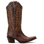 Bota Texana Feminina Tucson - Couro Euro Texas Wisky - Solado P51 Rústico Café