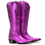 Bota Texana Feminina Tucson - Couro Croco Rosa- Solado P52 Rústico Preto