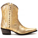 Bota Feminina Texana - Couro Dourado - Solado P52 Rústico Preto