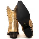 Bota Feminina Texana - Couro Dourado - Solado P52 Rústico Preto