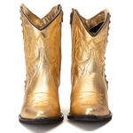 Bota Feminina Texana - Couro Dourado - Solado P52 Rústico Preto