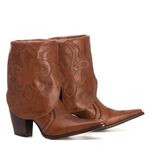 Bota Feminina Texana - Couro Firenze Caramelo - Solado 131 Liso Café