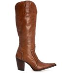 Bota Feminina Texana - Couro Firenze Caramelo - Solado 131 Liso Café