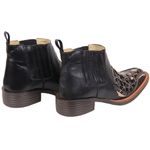 Bota Feminina Texana Tucson - Couro Napa preta Com Glitter Preto Ouro - Solado Flor