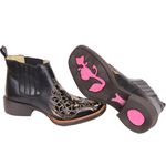 Bota Feminina Texana Tucson - Couro Napa preta Com Glitter Preto Ouro - Solado Flor