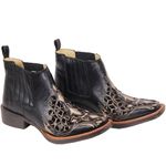 Bota Feminina Texana Tucson - Couro Napa preta Com Glitter Preto Ouro - Solado Flor