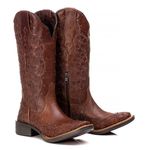 Bota Feminina Texana Tucson - Couro Euro Texas Wisky - Solado Flor 