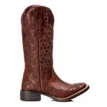 Bota Feminina Texana Tucson - Couro Euro Texas Wisky - Solado Flor 