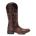 Bota Feminina Texana Tucson - Couro Euro Texas Havana - Solado Flor