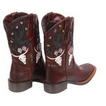 Bota Feminina Texana Tucson - Couro Euro Whisky Com Napa branca E Fóssil Verde - Solado Flor