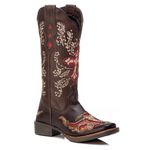 Bota Feminina Texana Tucson - Couro Euro Texas Havana - Solado Flor 