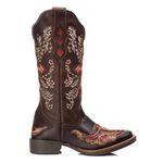 Bota Feminina Texana Tucson - Couro Euro Texas Havana - Solado Flor 