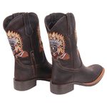 Bota Feminina Texana Tucson - Couro Fóssil Café - Solado Flor