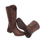 Bota Feminina Texana Tucson - Couro Fóssil Café - Solado Flor