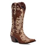 Bota Feminina Texana Tucson - Couro Euro Texas Wisky - Solado P51 Liso Café