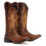 Bota Texana Feminina Tucson Boots - Couro Euro Texas Wisky