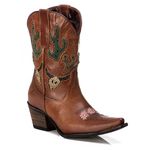 Bota Feminina Texana Tucson - Couro Euro Texas Wisky - Solado P51 Rústico Café