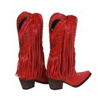 Bota Feminina Texana Tucson - Couro Napa Vermelha - Solado P51 Rústico Preto