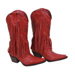 Bota Feminina Texana Tucson - Couro Napa Vermelha - Solado P51 Rústico Preto