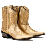 Bota Feminina Texana - Couro Dourado - Solado P52 Rústico Preto