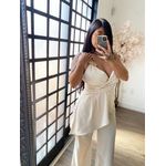 Conjunto Calça Pantalona Alfaiataria Mayla 3838 - Bege C040