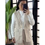 Colete linho listrado Ana Gabriela 1036 - Bege 