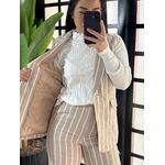 Colete linho listrado Ana Gabriela 1036 - Bege 