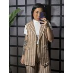 Colete linho listrado Ana Gabriela 1036 - Caramelo