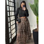 Saia tule animal print Dandara 3260- Marrom 